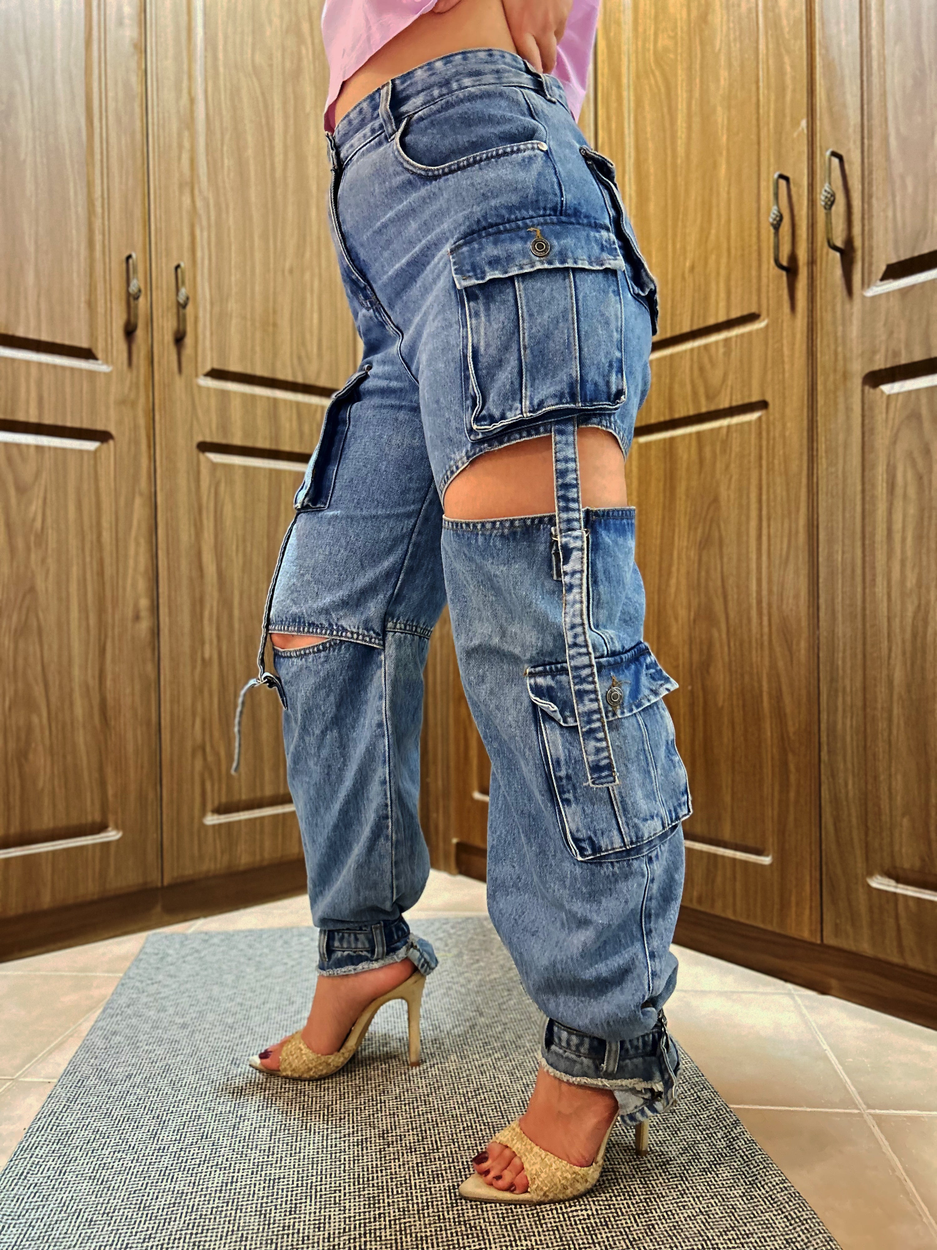 Denim Cargo Jeans