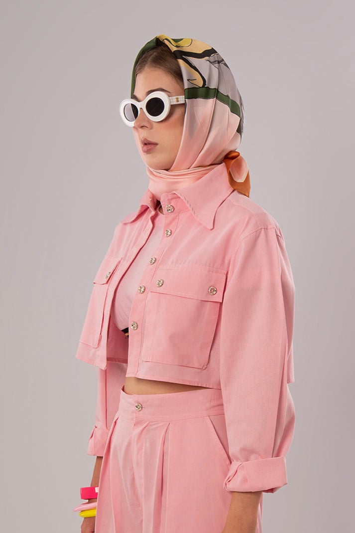 Short Linen Pink Jacket