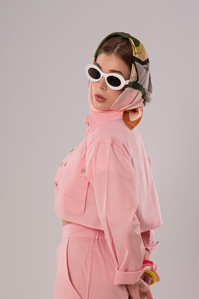 Short Linen Pink Jacket