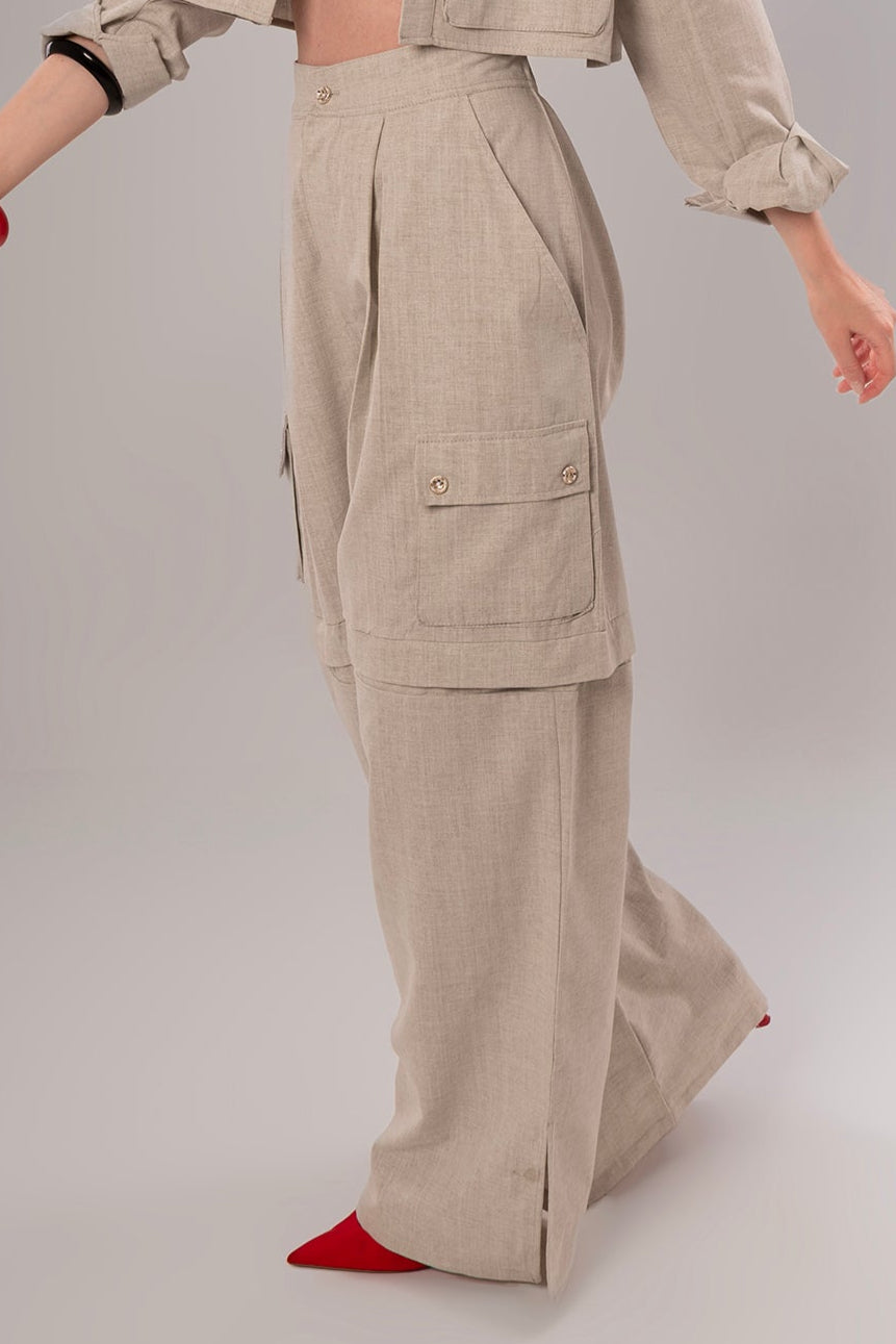 Convertible Linen Beige Pants