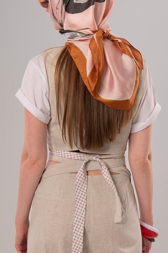 Short Linen Beige Top