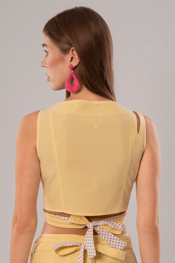 Short Linen Yellow Top