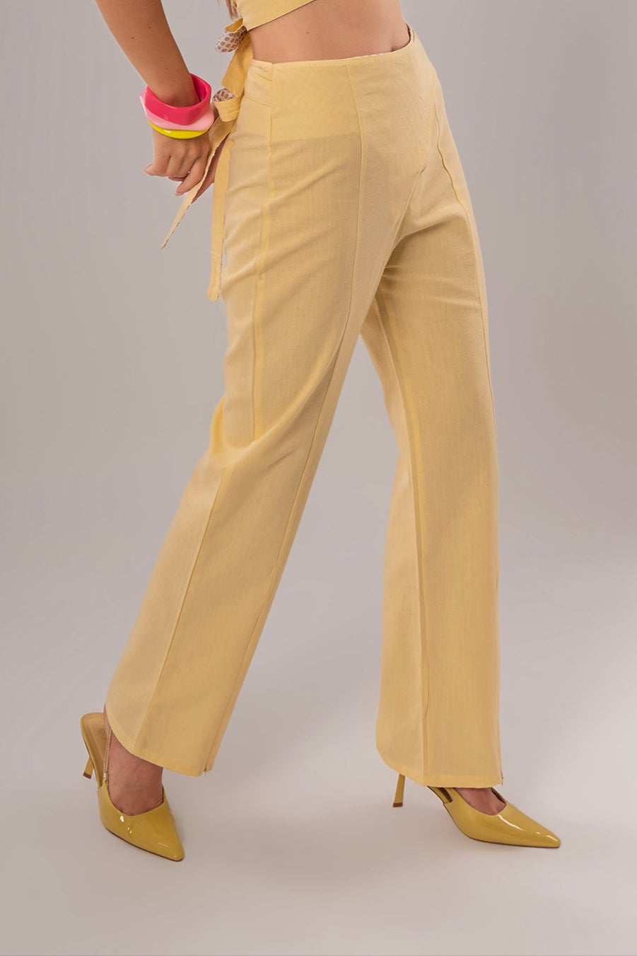 Wrap Linen Yellow Pants