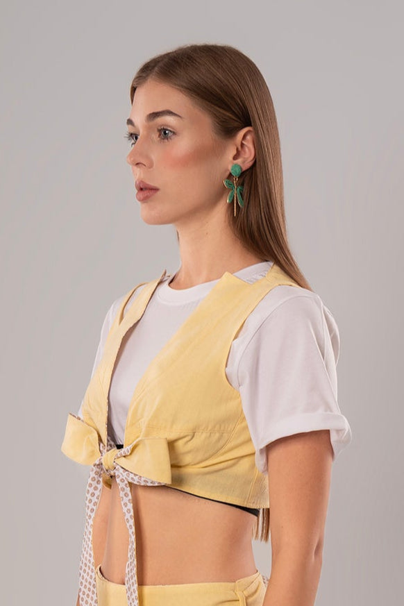 Short Linen Yellow Top