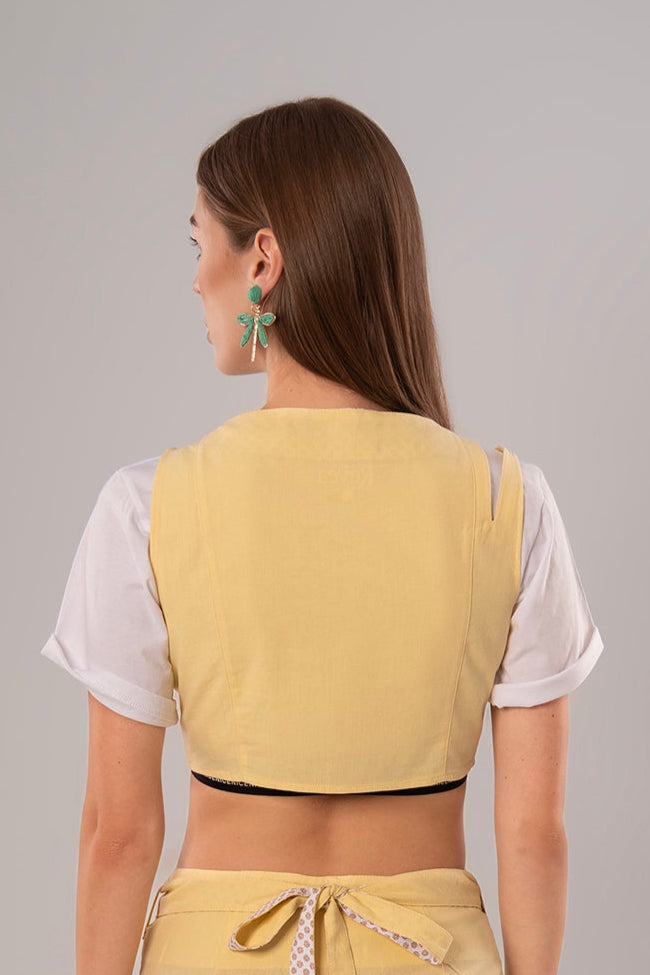Short Linen Yellow Top