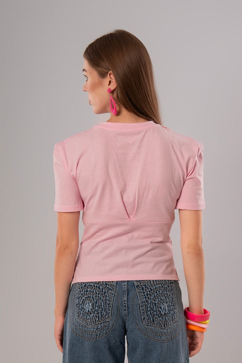 Tiger-Print Cotton Pink Top