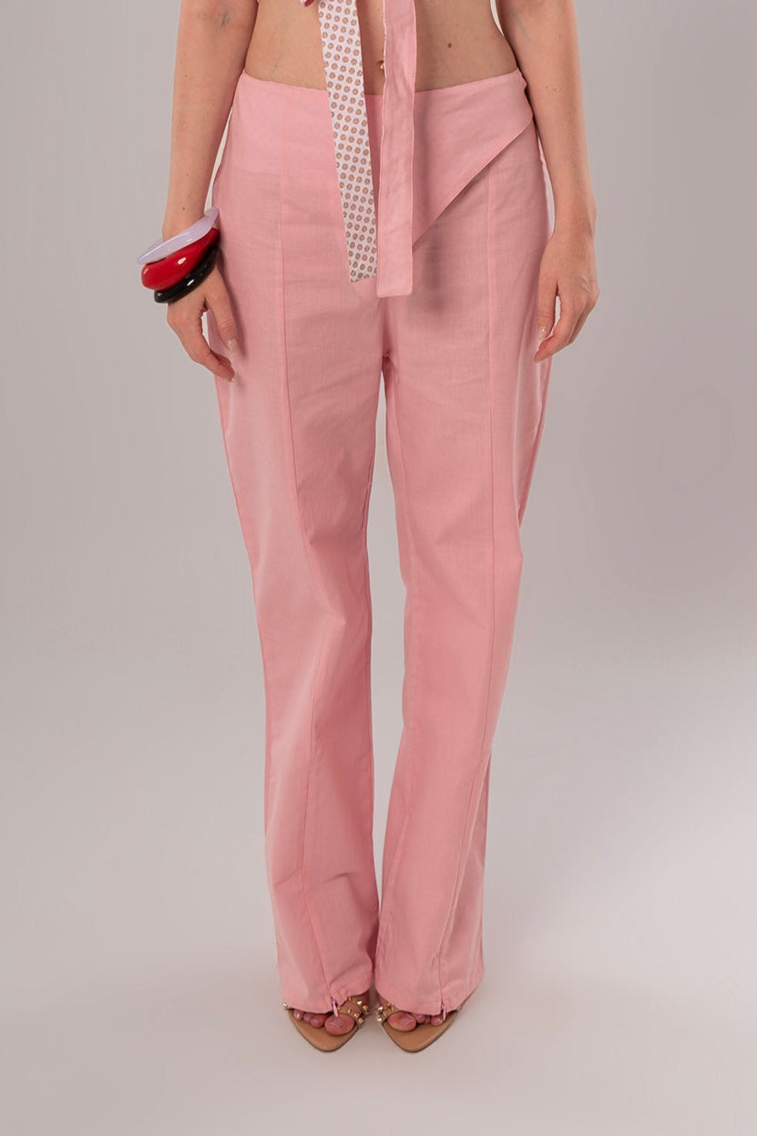 Wrap Linen Pink Pants