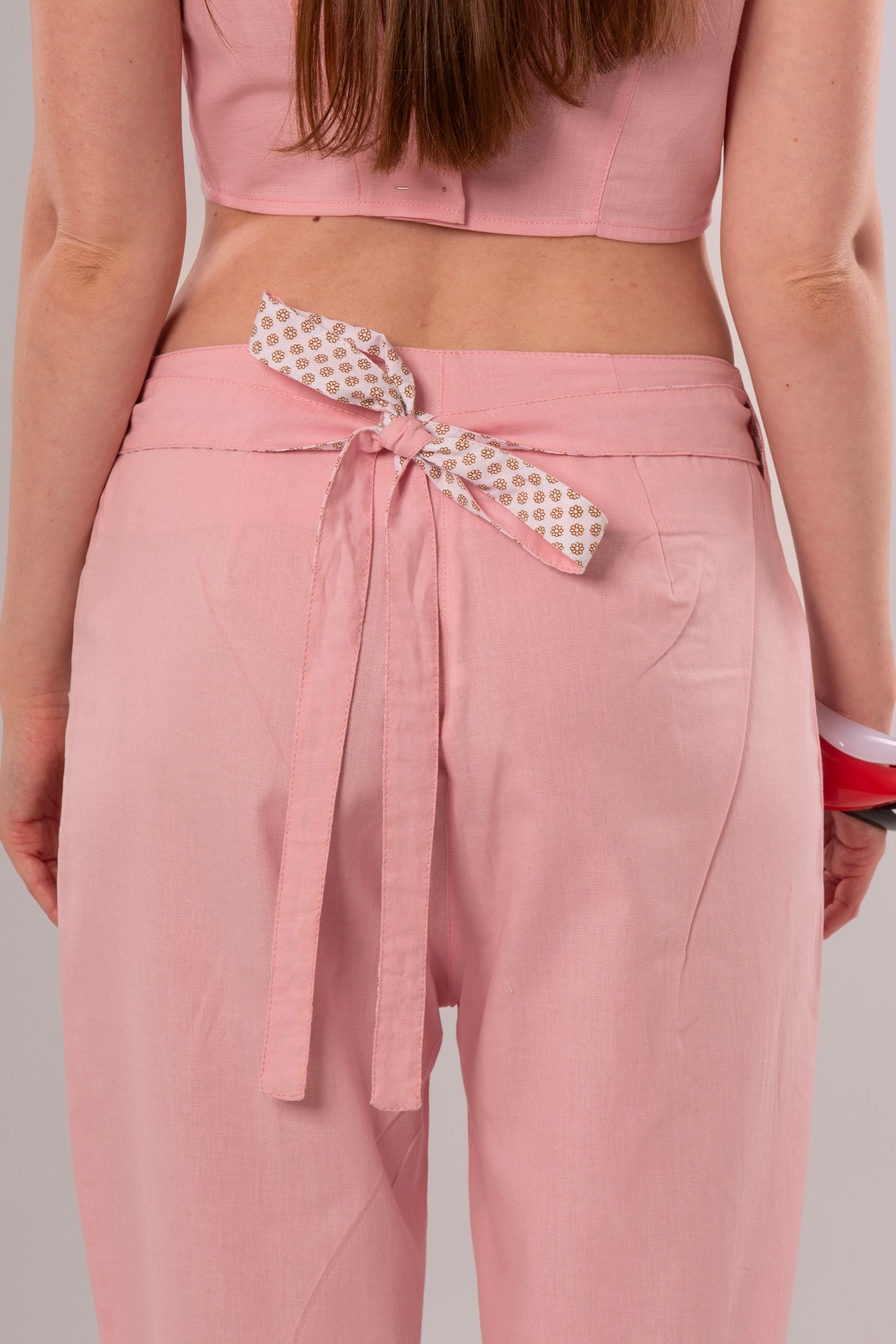 Wrap Linen Pink Pants