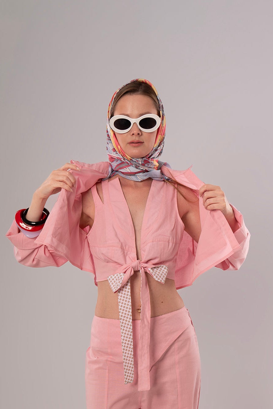 Short Linen Pink Top