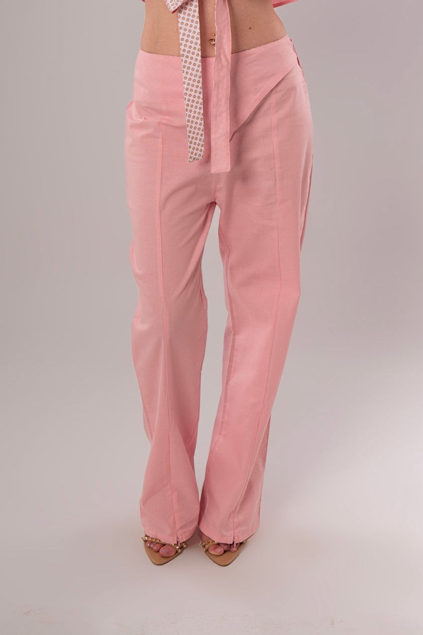 Wrap Linen Pink Pants