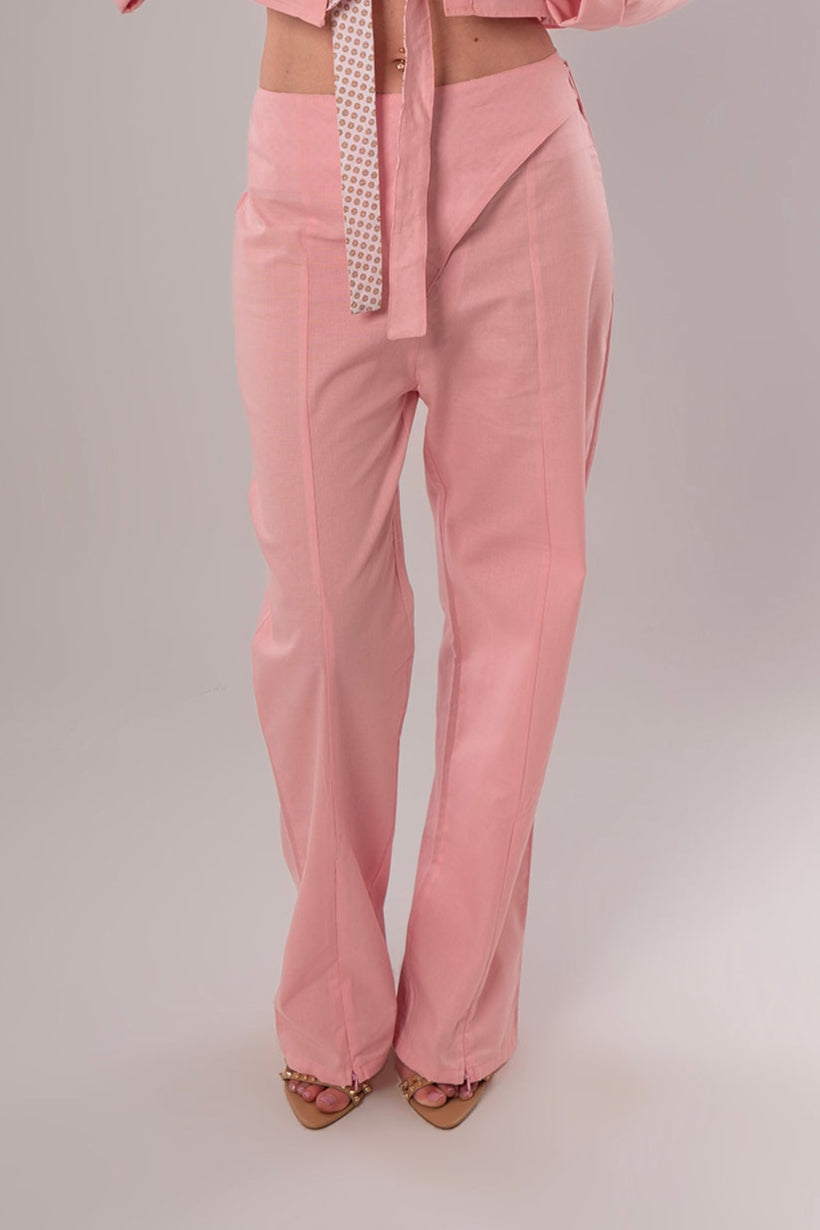 Wrap Linen Pink Pants