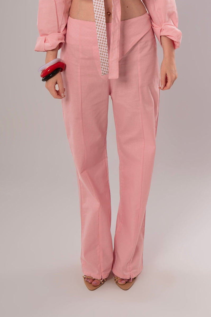 Wrap Linen Pink Pants