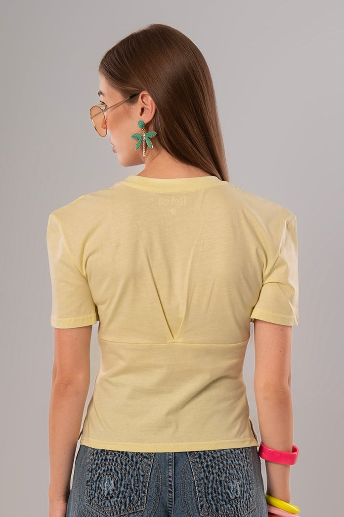 Tiger-Print Cotton Yellow Top