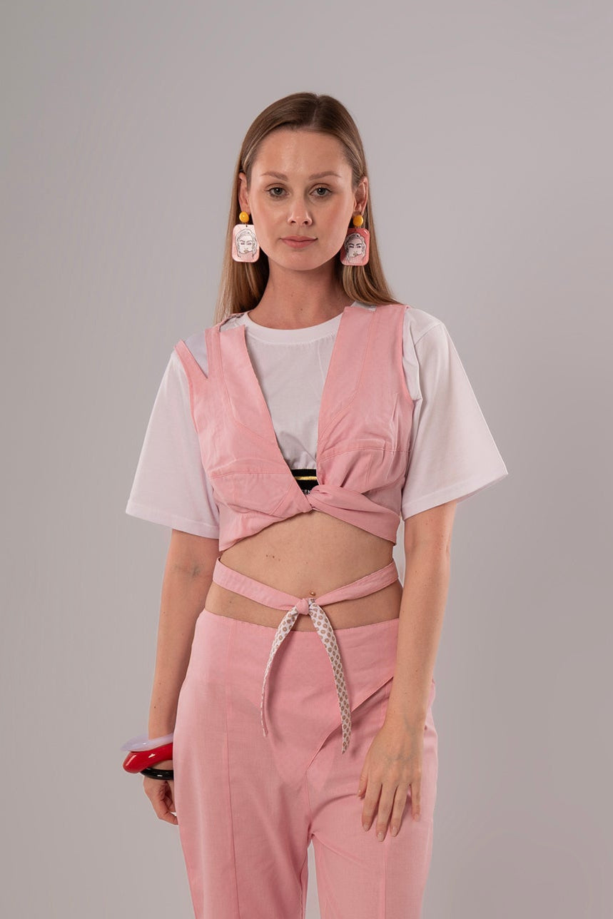 Short Linen Pink Top