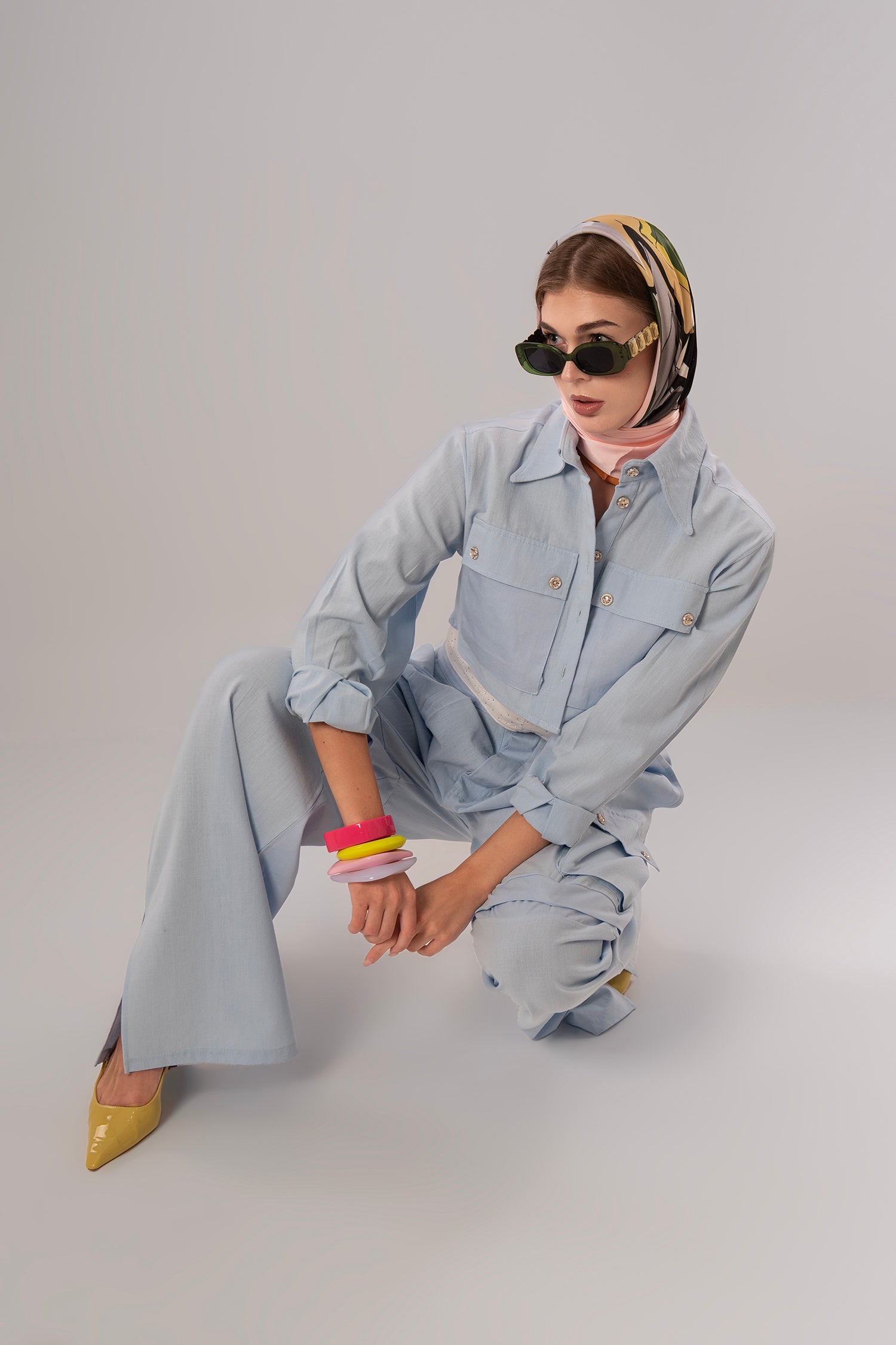 Convertible Linen Baby Blue Pants