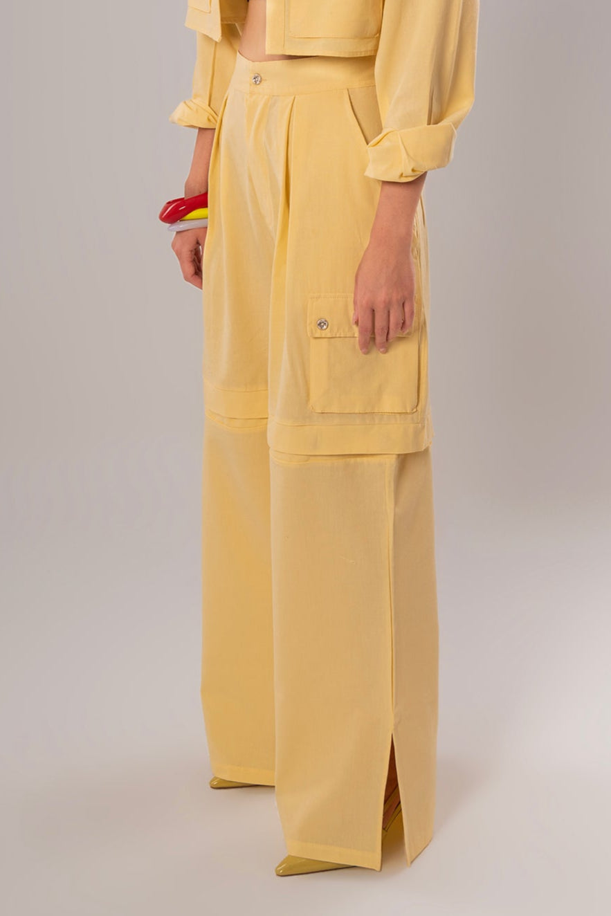 Convertible Linen Yellow Pants