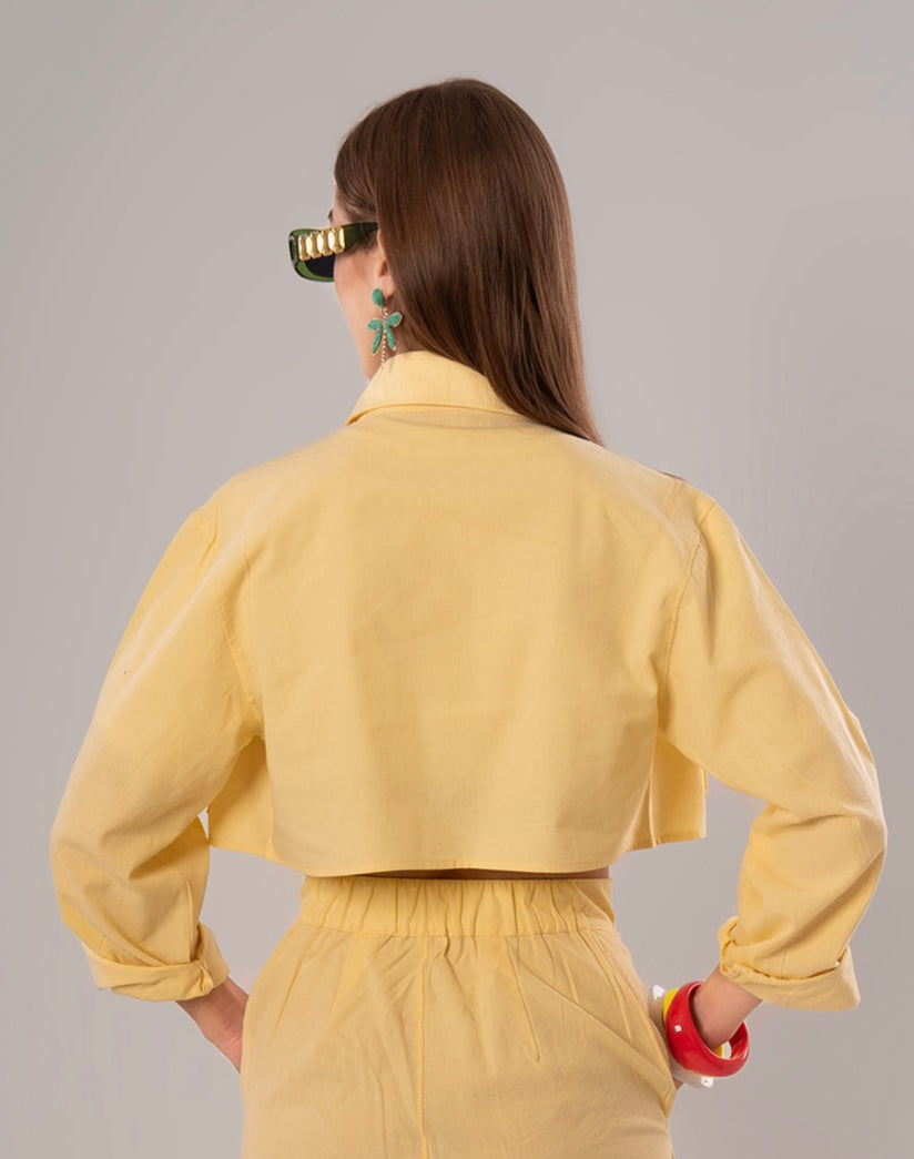 Short Linen Yellow Jacket