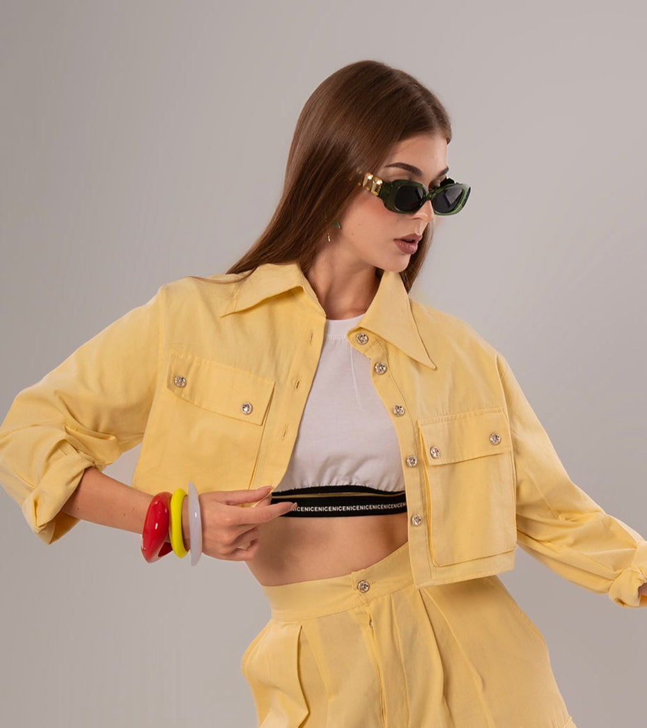 Short Linen Yellow Jacket