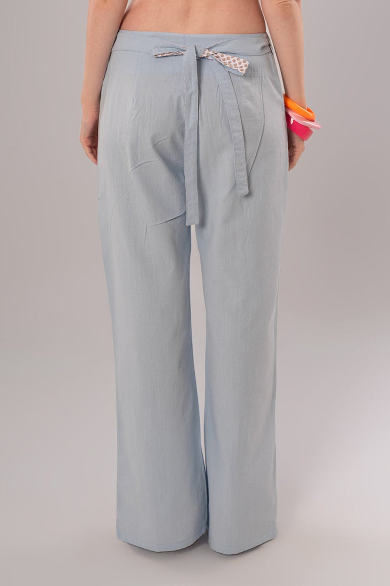 Wrap Linen Baby Blue Pants