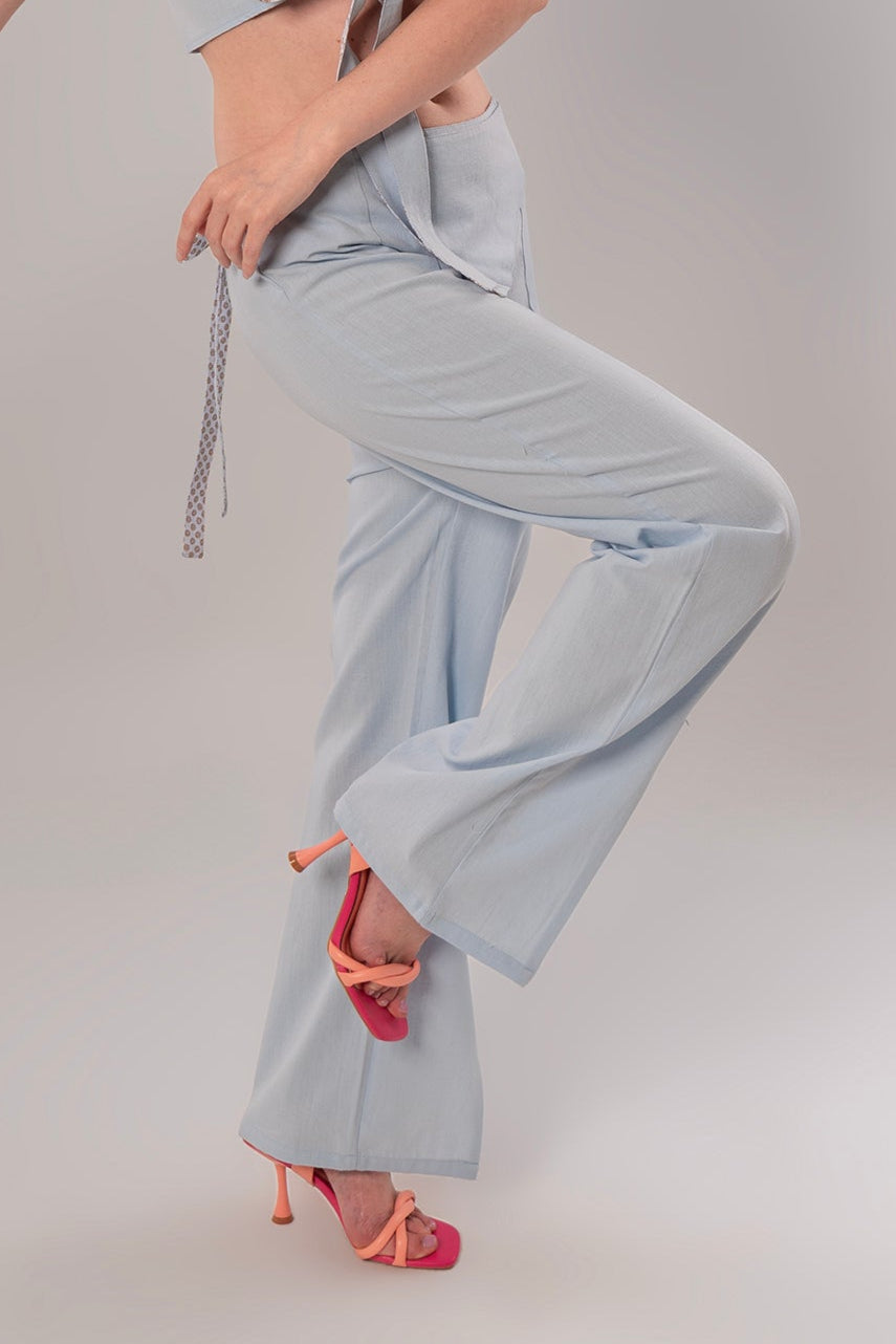 Wrap Linen Baby Blue Pants