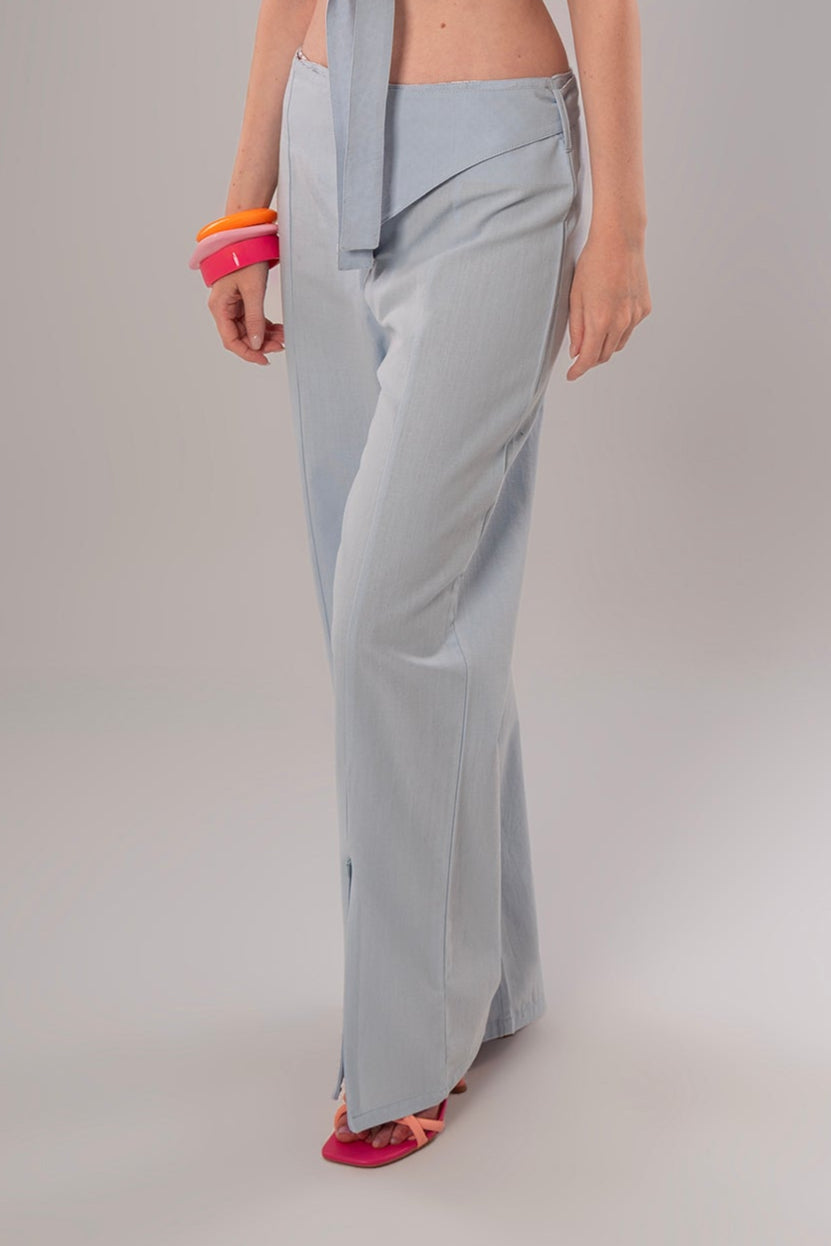 Wrap Linen Baby Blue Pants