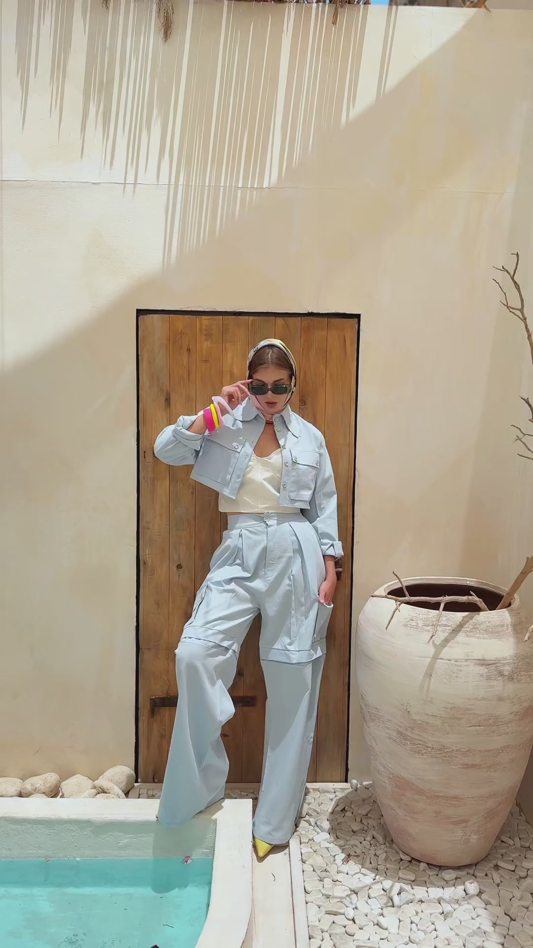 Convertible Linen Baby Blue Pants