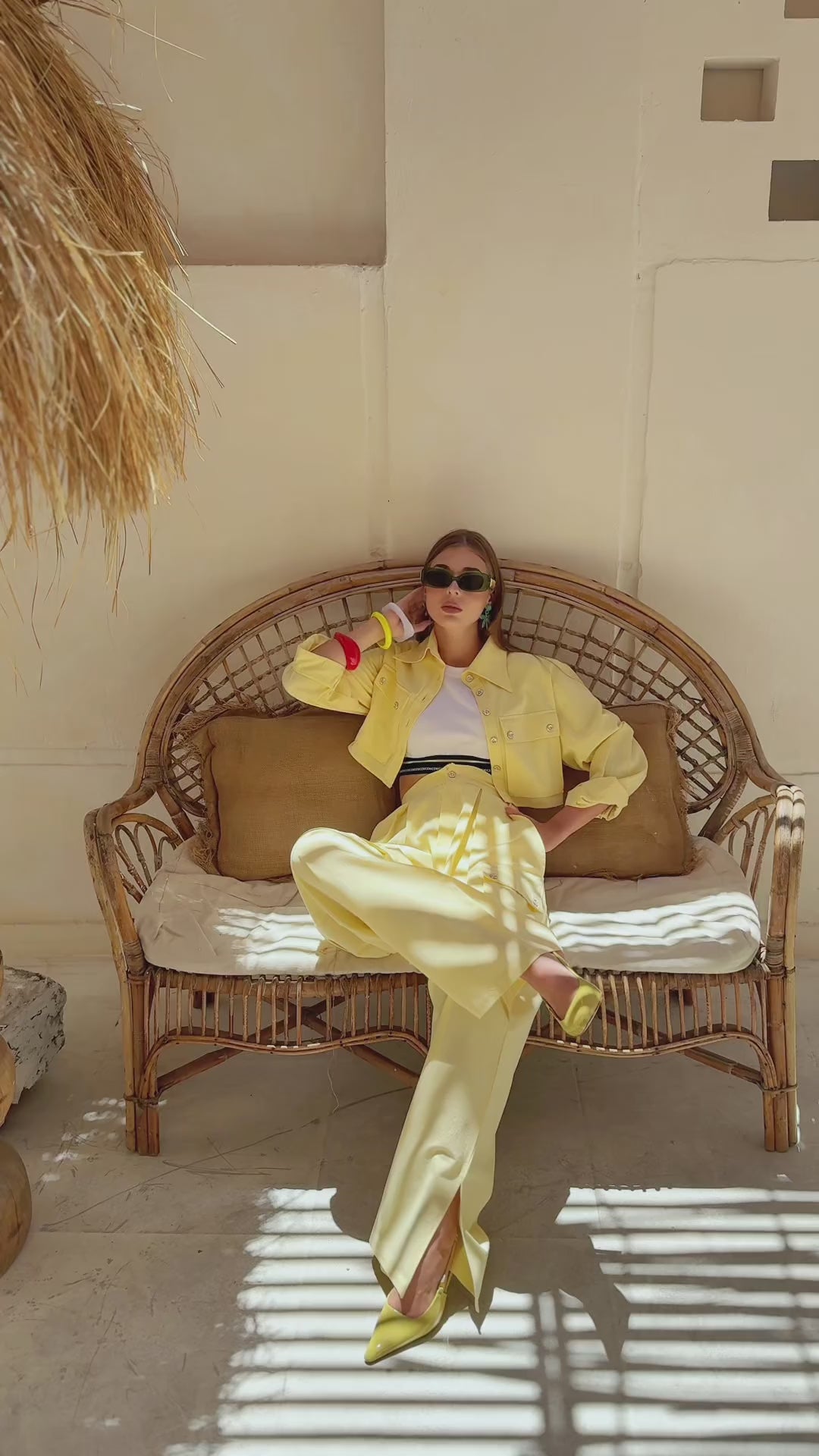 Convertible Linen Yellow Pants