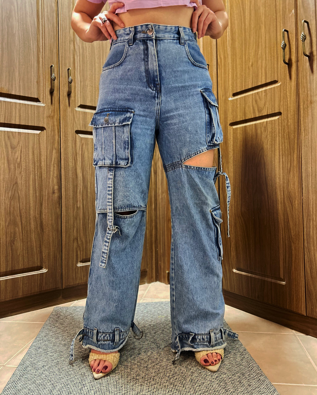Denim Cargo Jeans