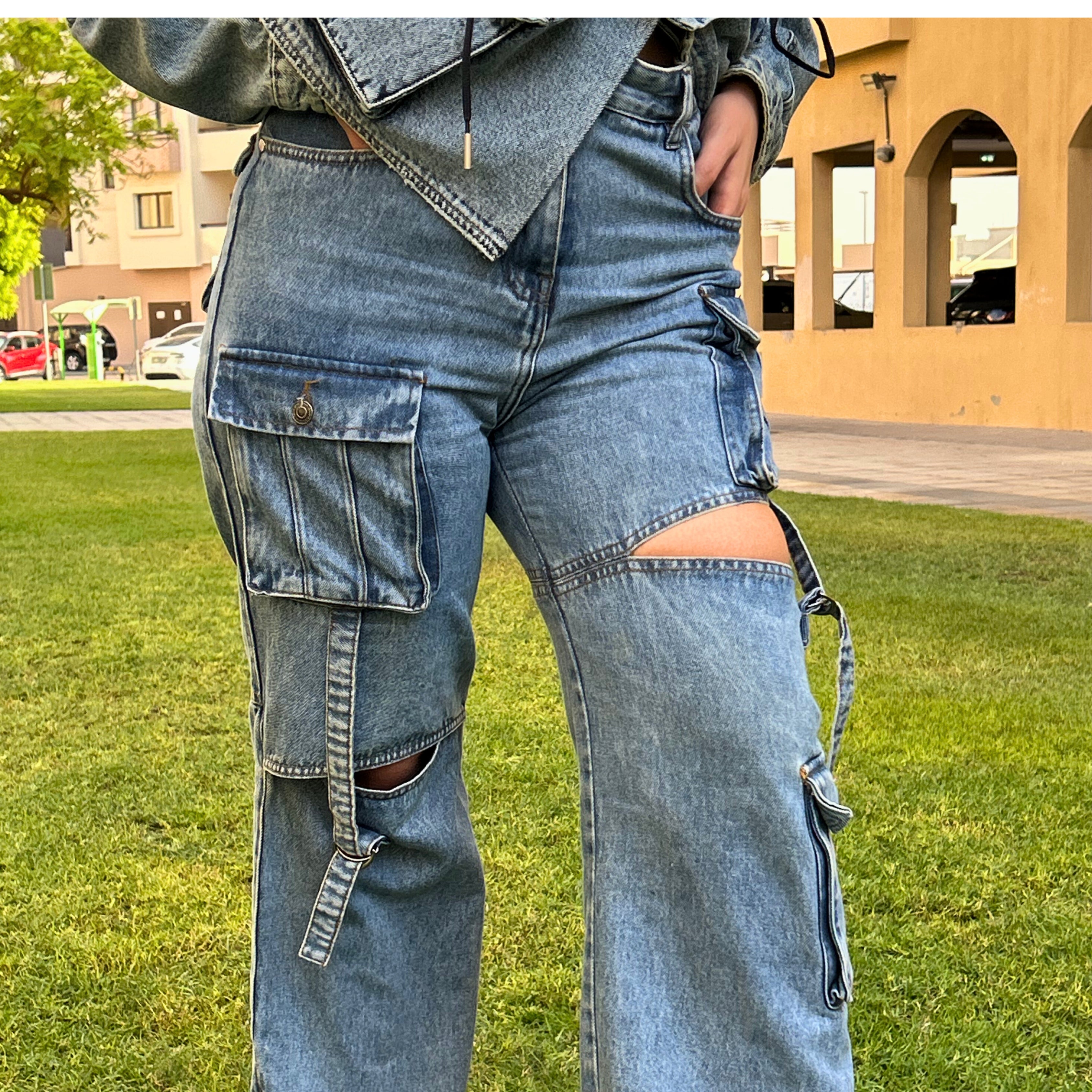 Denim Cargo Jeans