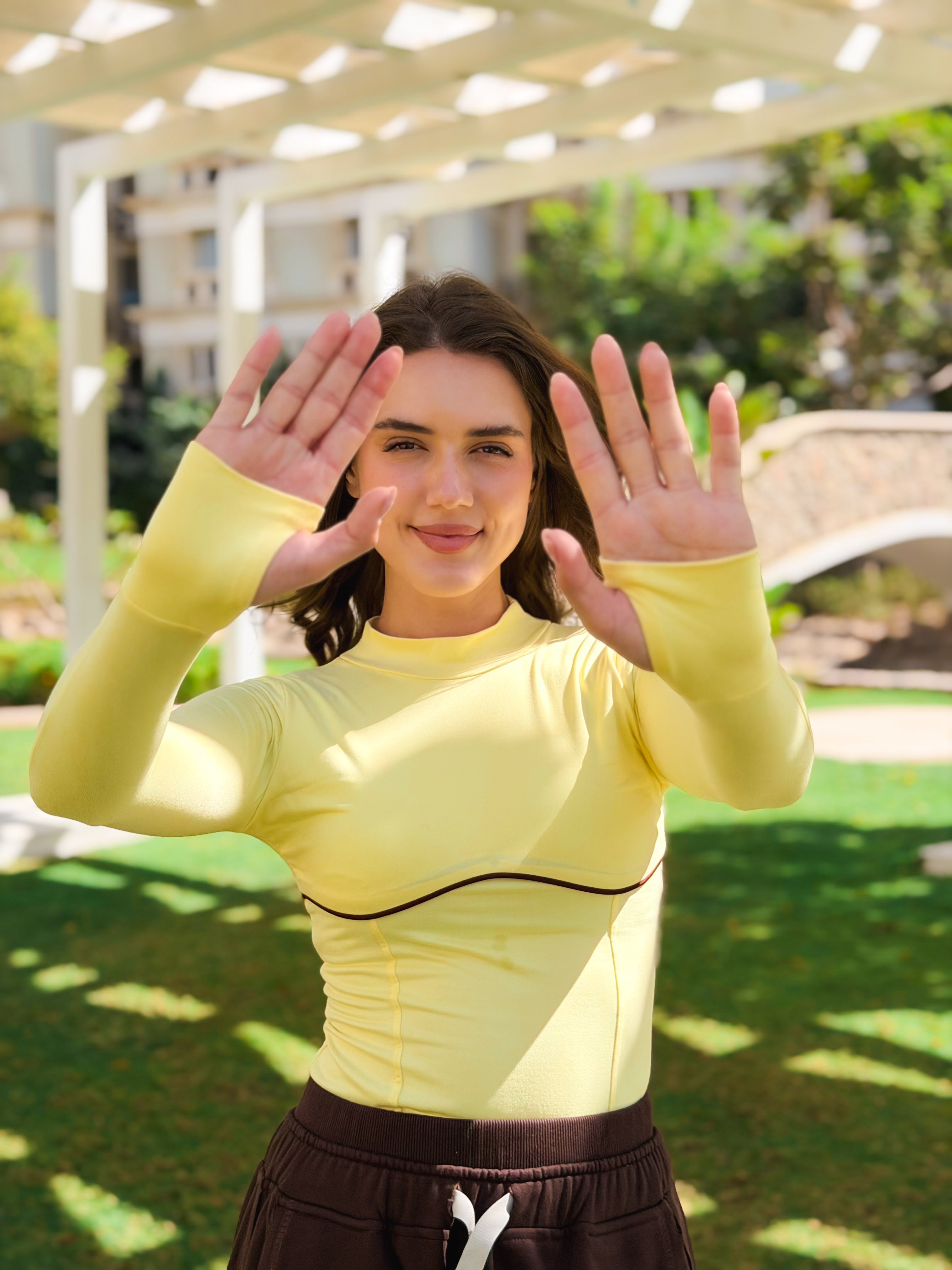 Butter yellow high neck top