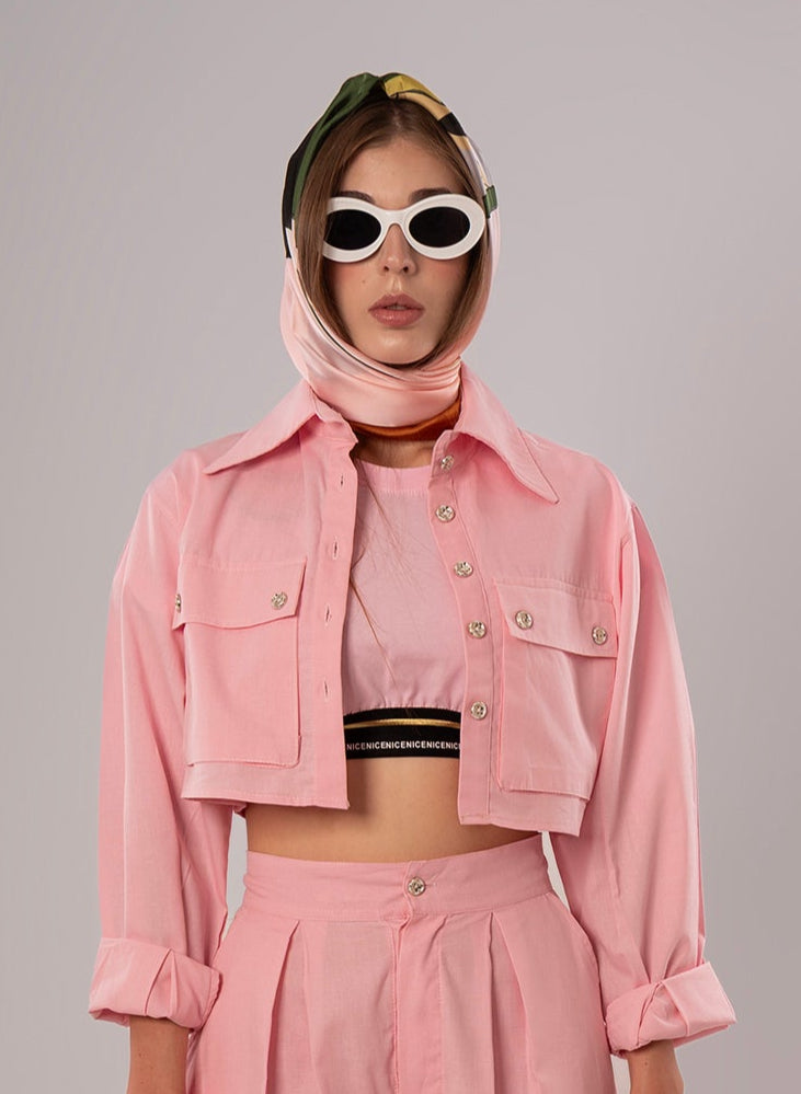 Short Linen Pink Jacket