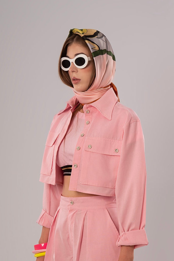 Short Linen Pink Jacket