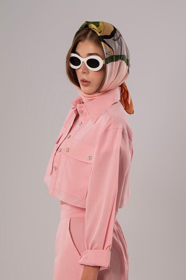 Short Linen Pink Jacket
