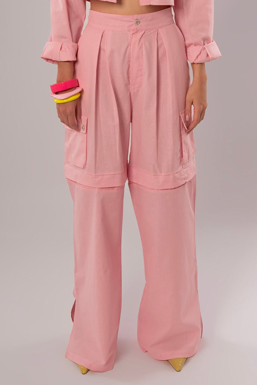Convertible Linen Pink Pants
