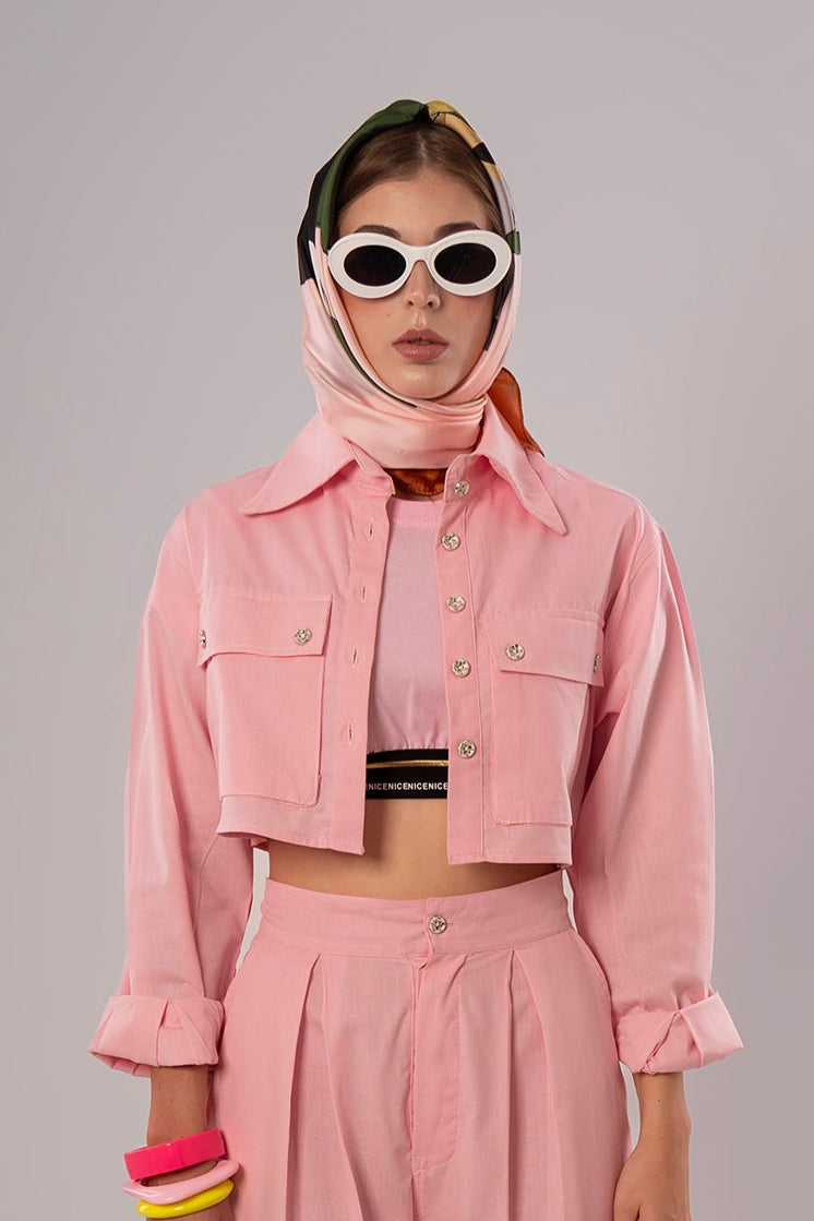 Short Linen Pink Jacket