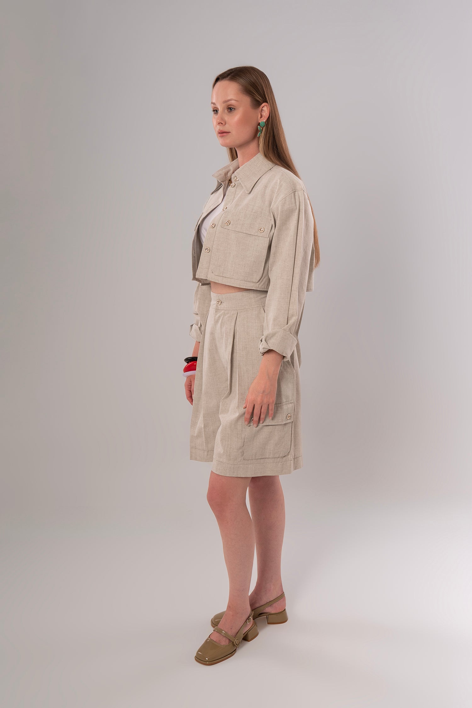 Short Linen Beige Jacket