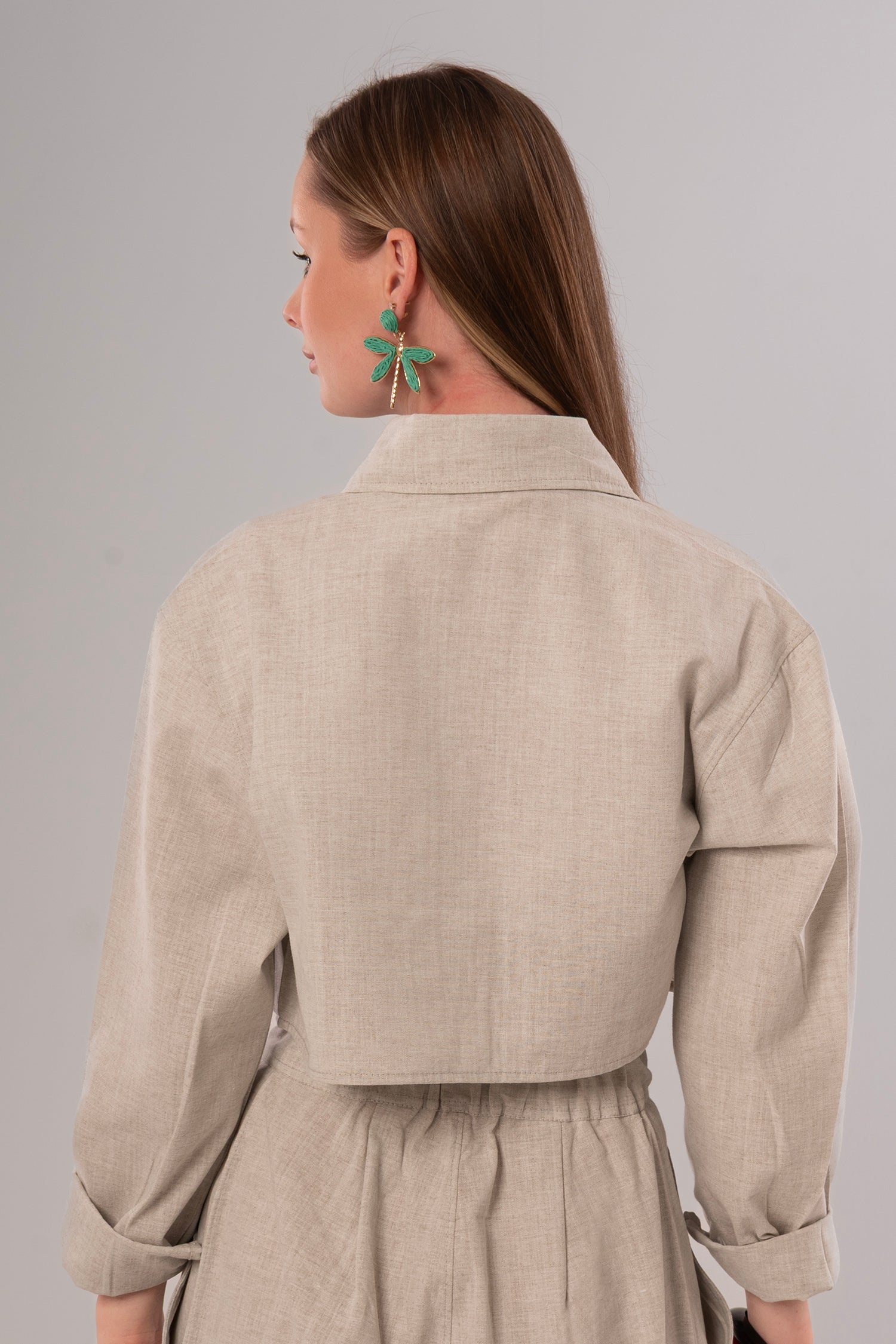 Short Linen Beige Jacket