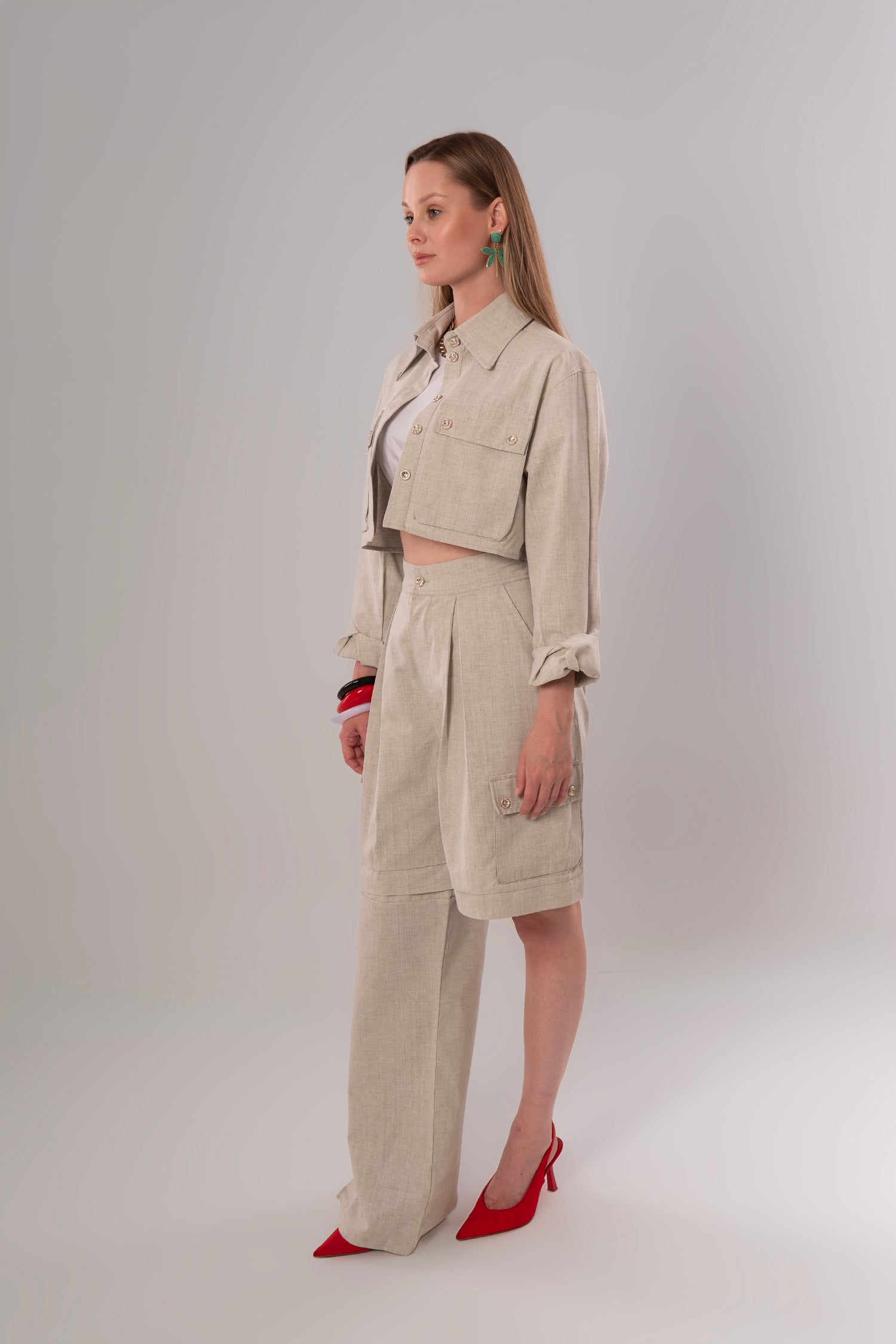 Short Linen Beige Jacket