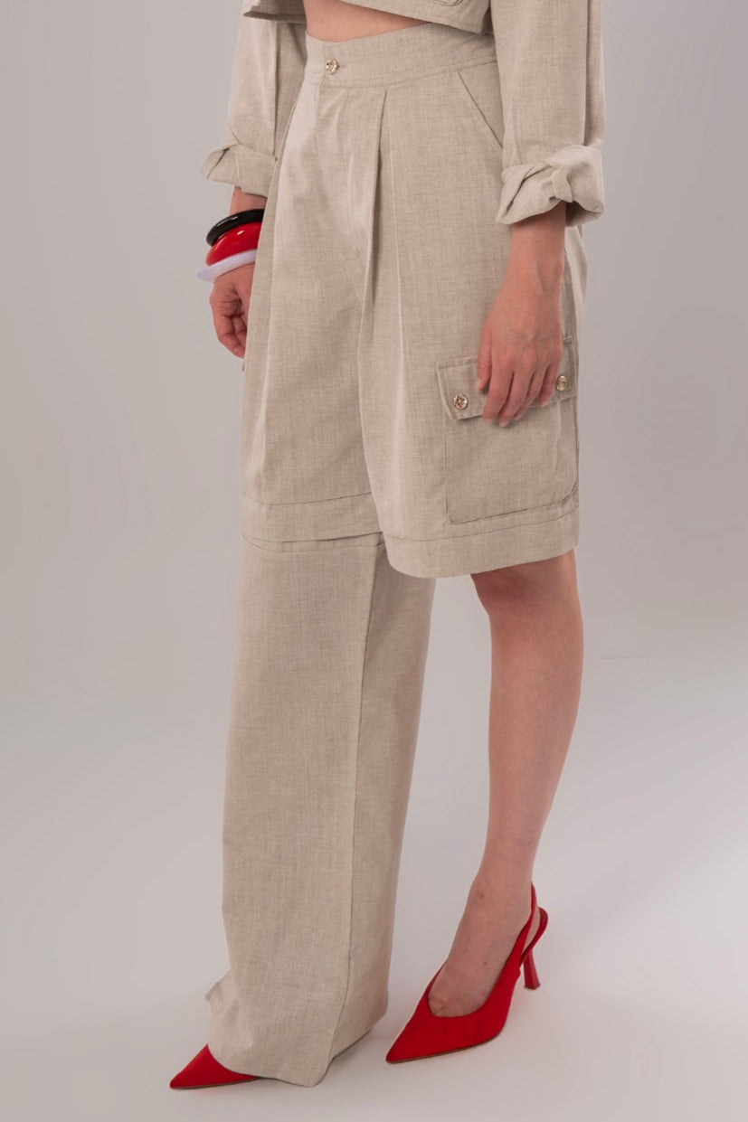 Convertible Linen Beige Pants