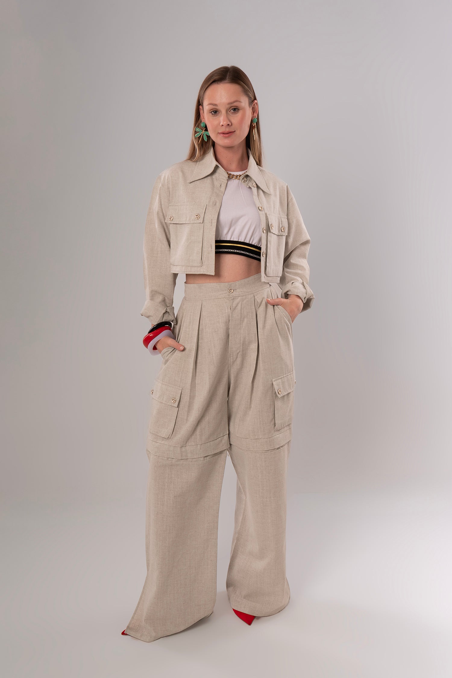 Short Linen Beige Jacket