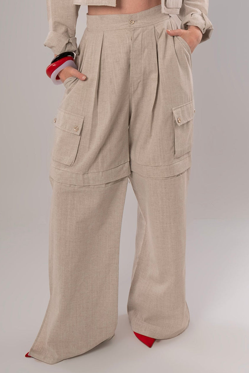 Convertible Linen Beige Pants