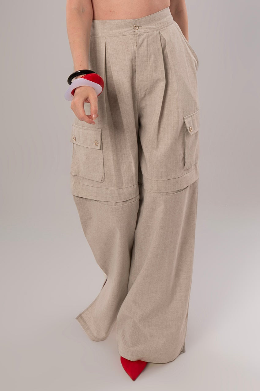 Convertible Linen Beige Pants