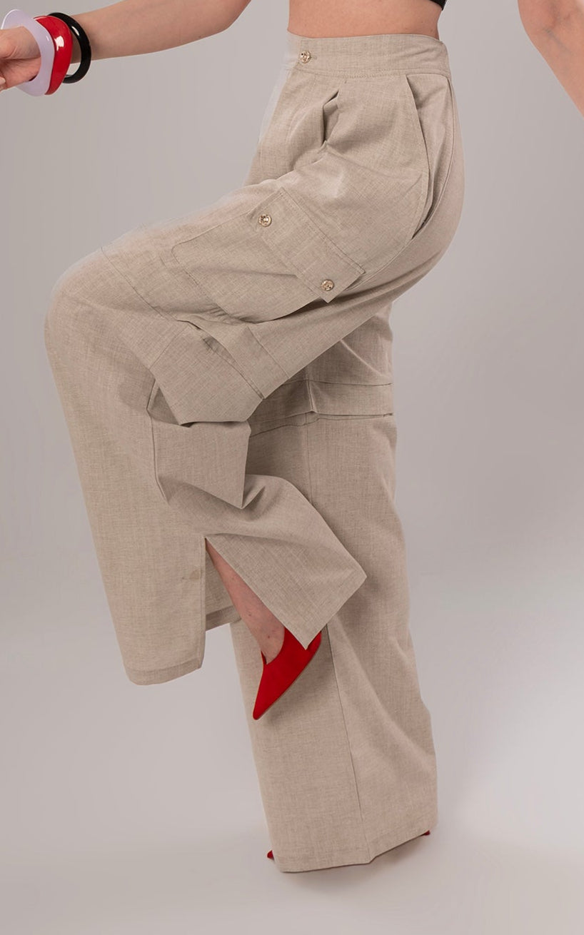 Convertible Linen Beige Pants