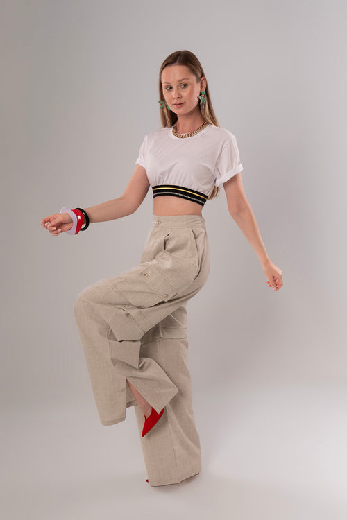 Convertible Linen Beige Pants