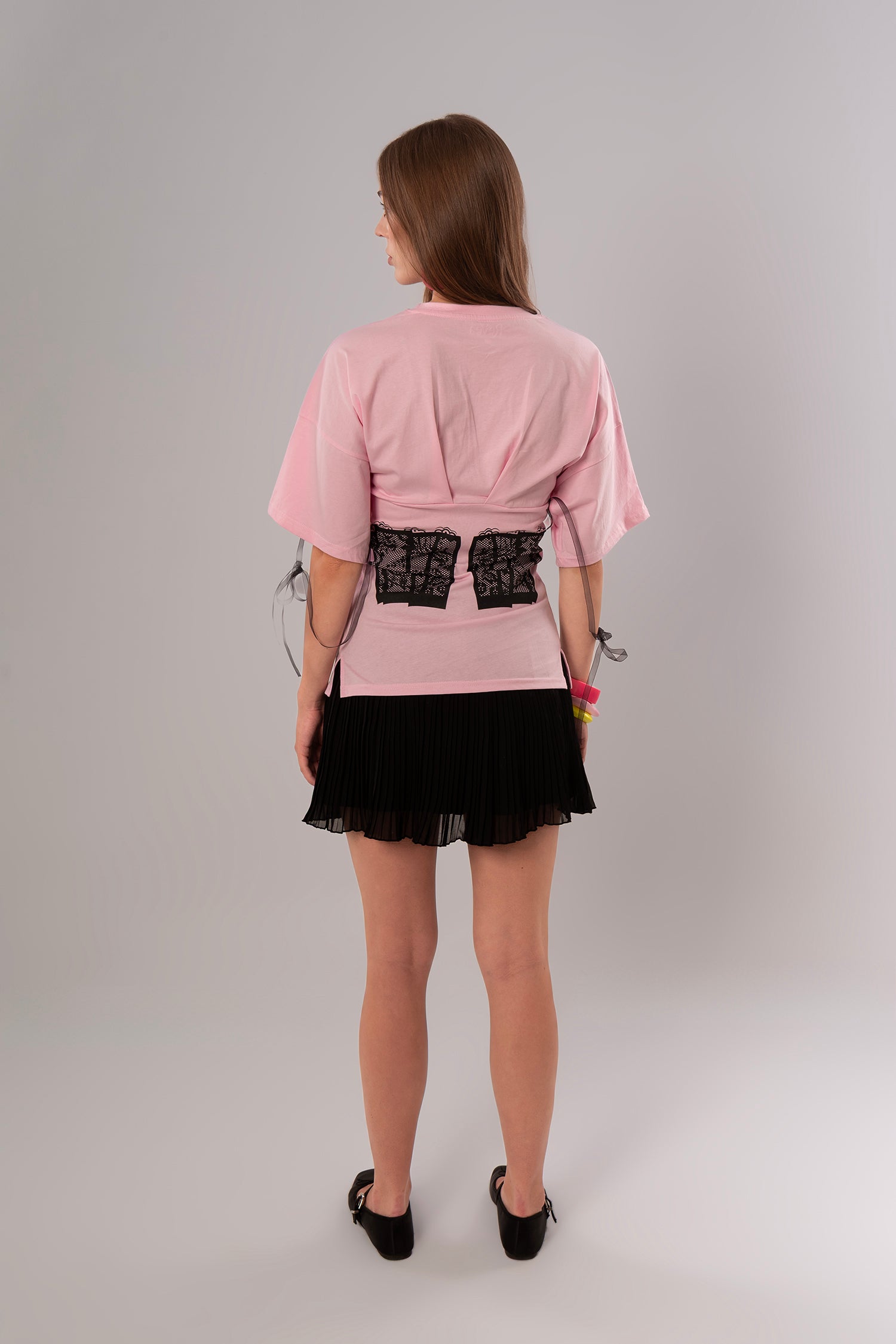 Corset-Print Cotton Pink Top