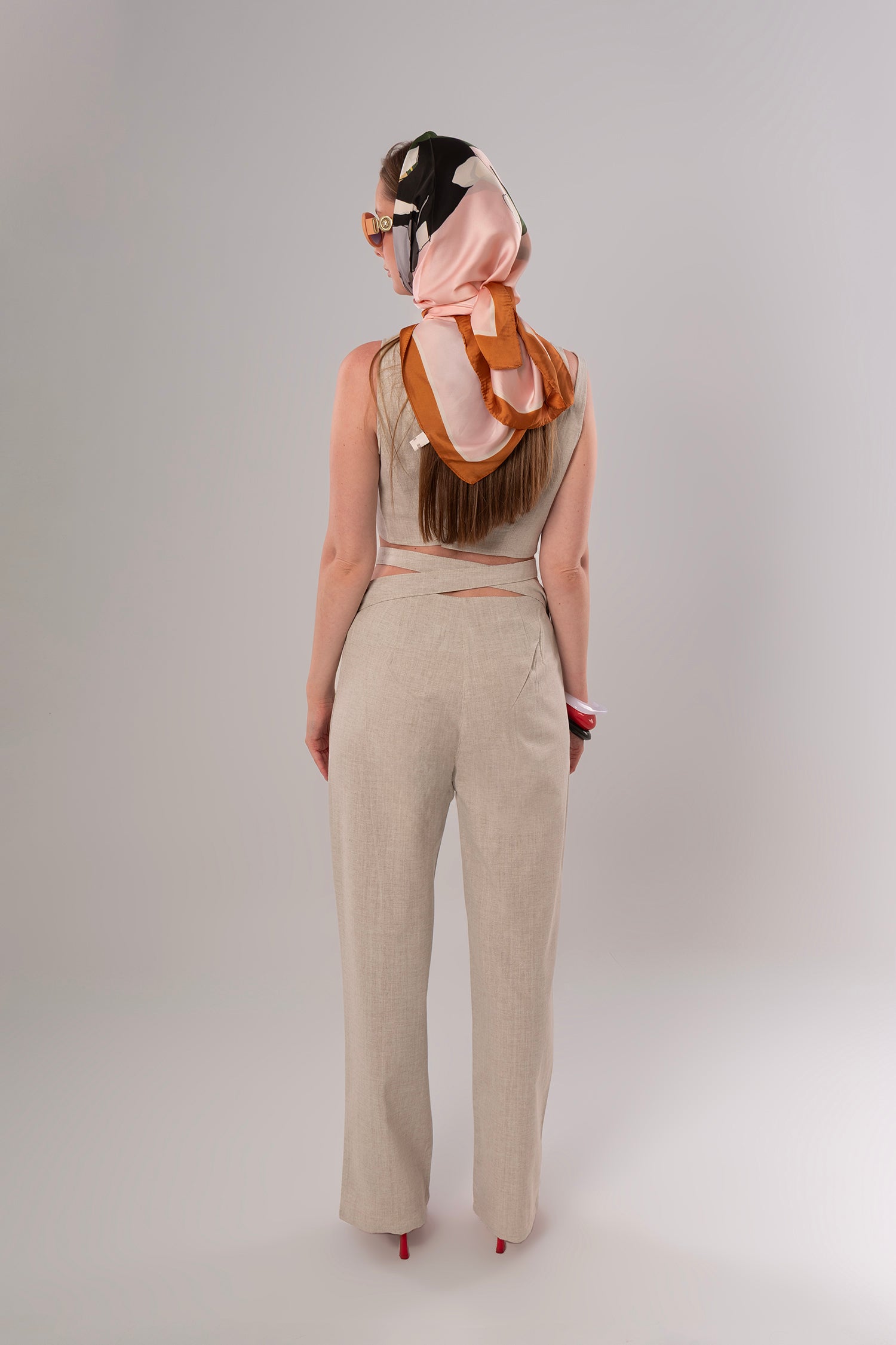 Short Linen Beige Top