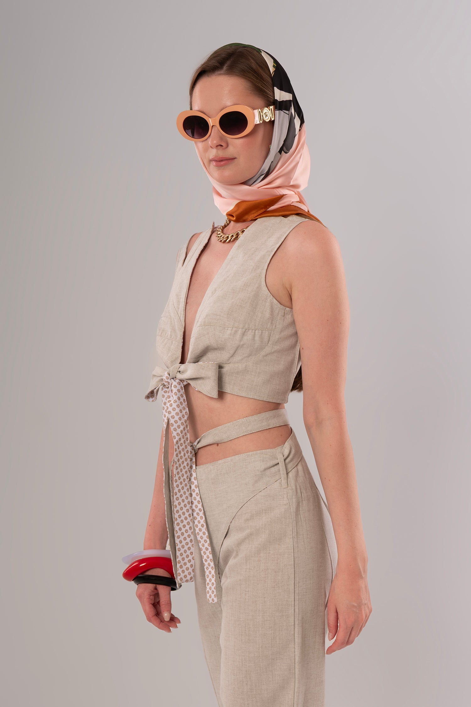Wrap Linen Beige Pants