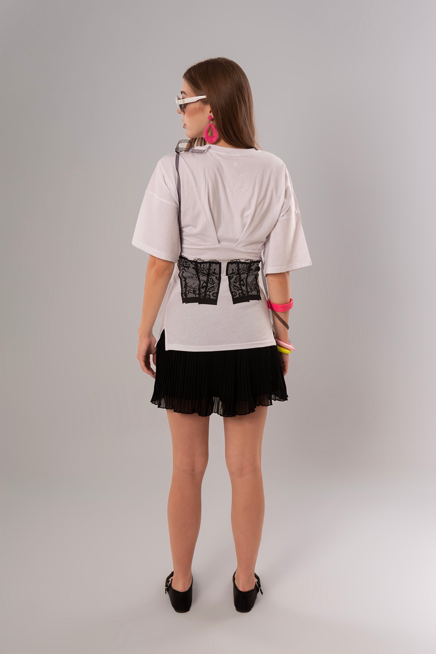 Corset-Print Cotton White Top