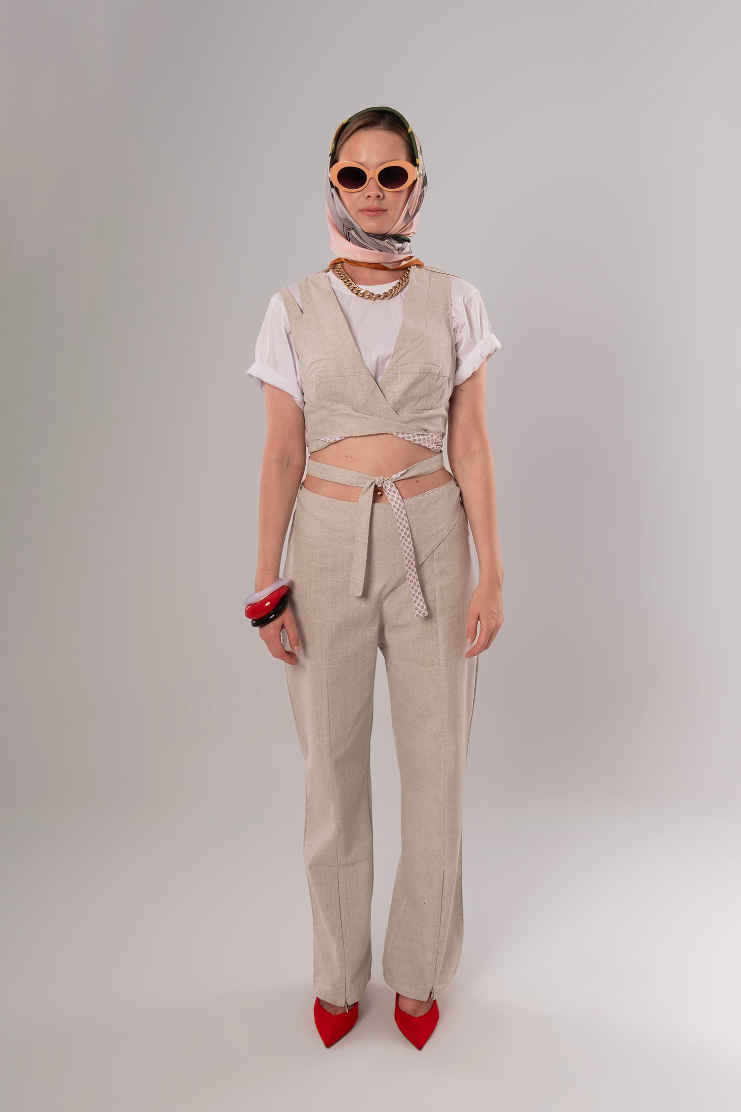 Wrap Linen Beige Pants