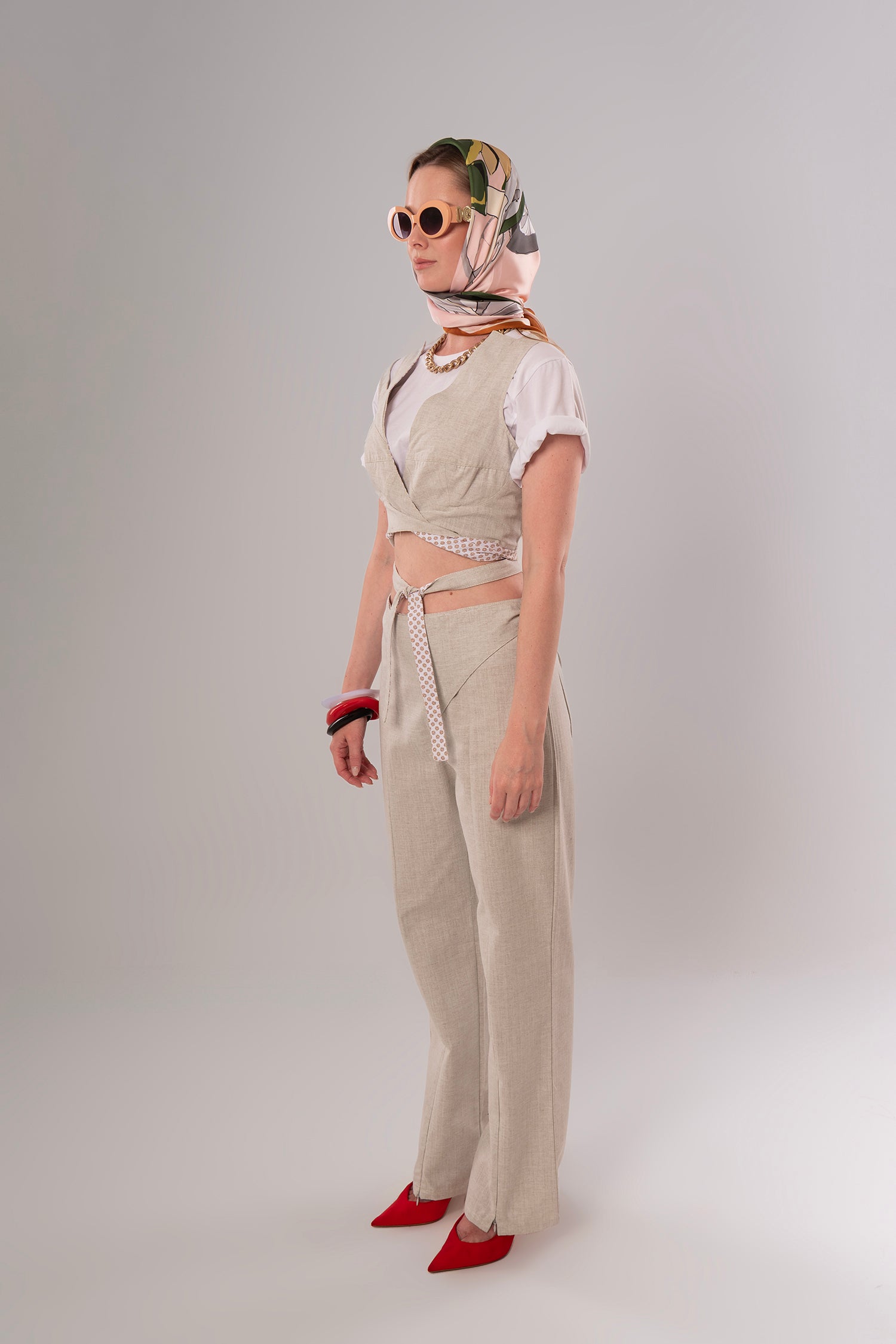 Wrap Linen Beige Pants
